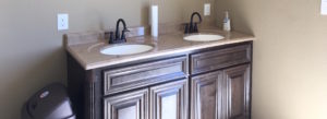 Clean bathroom vanity and shower facilities